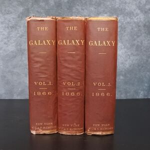 Antique 1866 1867 The Galaxy 3 Volume Victorian Magazine Hardcover Set